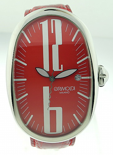 Grimoldi, SS Auto-Date W/Red Dial