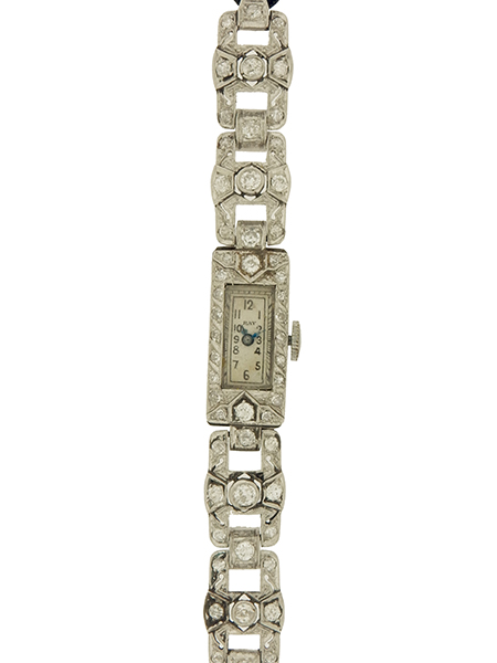 Art Deco Platinum & Diamond Ray Swiss Ladies' Watch c. 1920s