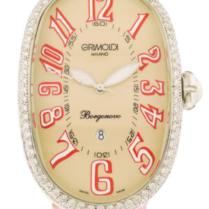 Grimoldi, SS Auto-Date W/Light Brown Dial & Diamond Bezel