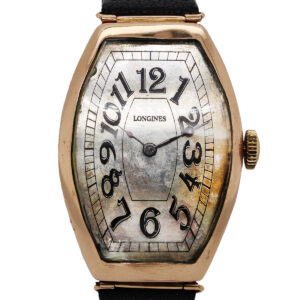 Longines Large Tonneau 14k Rose Gold Wristwatch c.1920