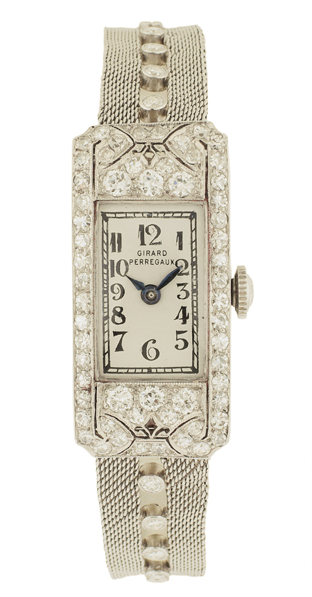 Girard Perregaux Platinum & Diamond Art Deco Watch, Circa 1920's