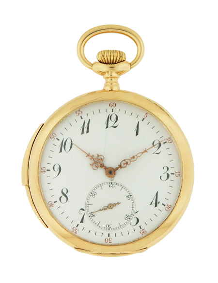 Swiss Minute Repeater 18k Yellow Gold Open Face Pocket watch c. 1890