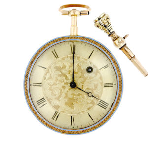 SWISS, 18K Gold and Enamel Openface VERGE Watch