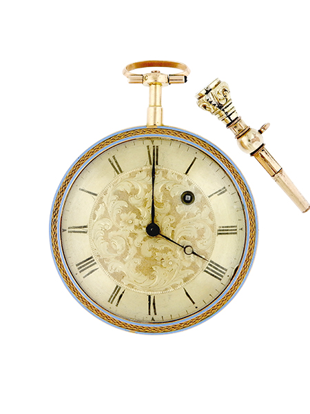 SWISS, 18K Gold and Enamel Openface VERGE Watch