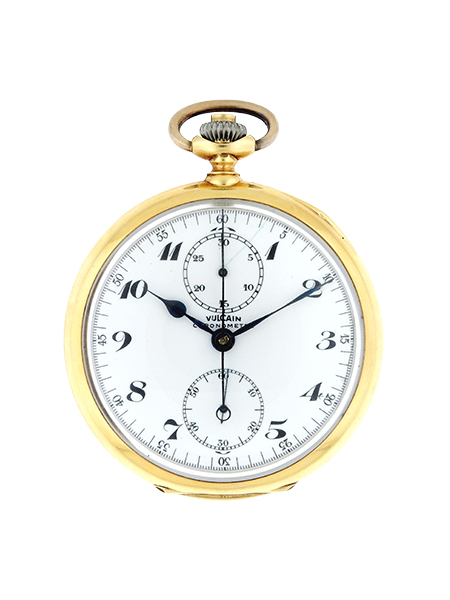 VULCAIN, 18kYG CHRONOGRAPH OPEN FACE POCKET WATCH