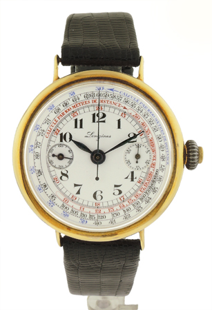 Longines 18k Yellow Gold 1 Button Chronograph, c.1920