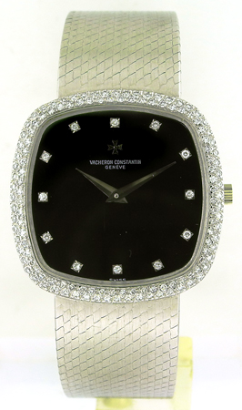 Vacheron Constantin 18k WG, 1.5ct. Diamond Bezel & 12 Diamonds Indexes on Dial