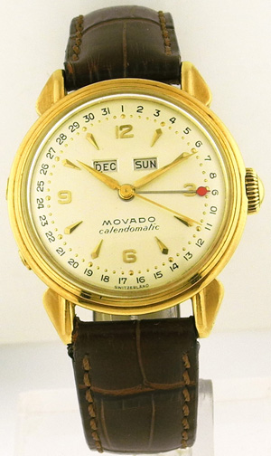 Movado Vintage "Calendomatic" 18k YG Men's Wristwatch