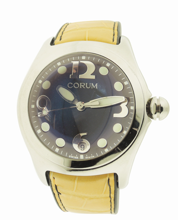 CORUM SS Quartz Bubble with black dial, Center Seconds & Date,