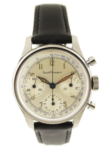 Girard-Perregaux Stainless Steel Chronograph with Register, Famous Valjoux 72 Movement. Circa 1947