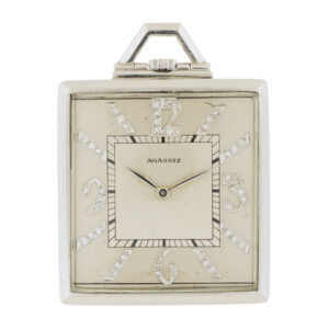 Agassiz Fine Platinum and Diamond Open-Face Art Deco Dress Pocket Watch, c.1930s