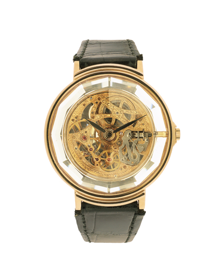 Corum 18k Yellow Gold and Crystal "Skeletonized" Mechanical Wristwatch, No. 40, Circa 2000