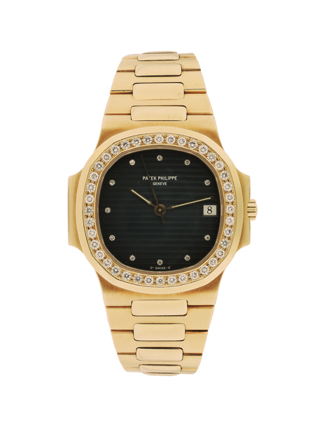 Patek Philippe "Nautilus" 18k Yellow Gold and 0.94ct Diamond-Set with Date and Extract (Ref. 3800/3J)