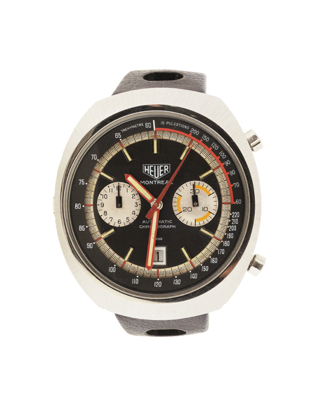 Heuer Rare "Montreal" Stainless Steel Automatic Chronograph Auto-date, Cal.12 c.1960s. Left-handed wind