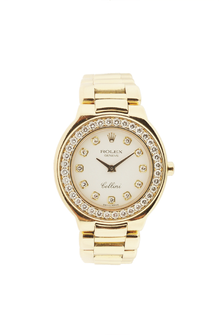 Rolex "Cellini" 18k Yellow Gold ladys' diamonds bracelet watch.  c.1991