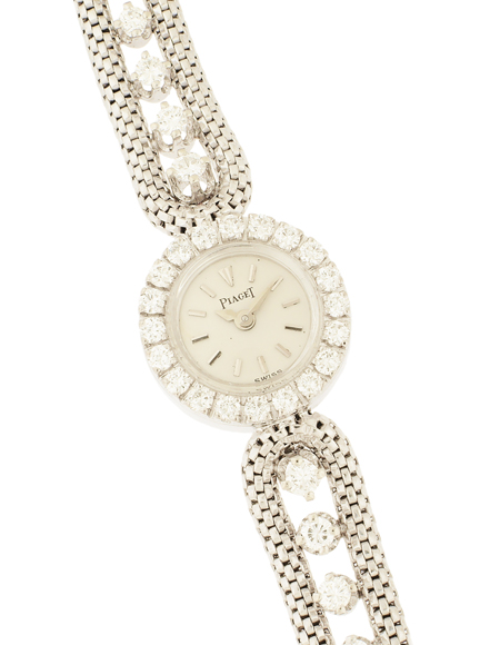 Piaget 18k White Gold and Diamond Mechanical Lady’s Snake Style Bracelet Watch c. 1960