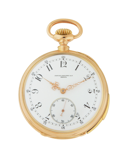 Patek Philippe Five Minute Repeater 18k Rose Gold Open Face Pocket Watch. c.1882 With Extract