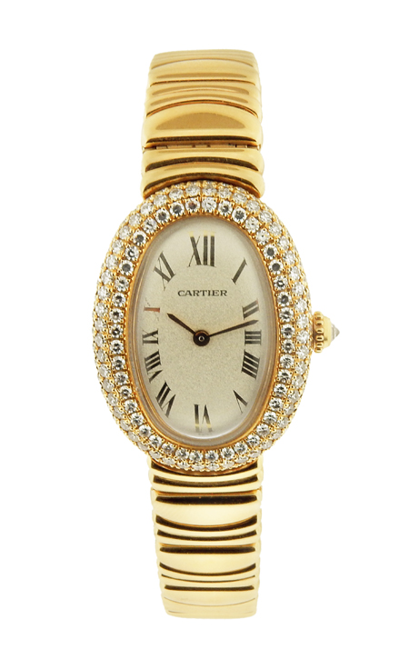 Cartier "Baignoire"18k Yellow Gold and Diamond Ladies' Bracelet Watch