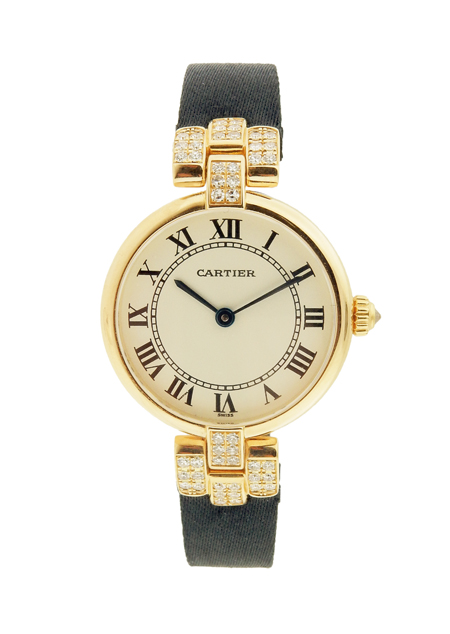 Cartier "Vendome" 18k Rose Gold Wristwatch with Diamond Hoods