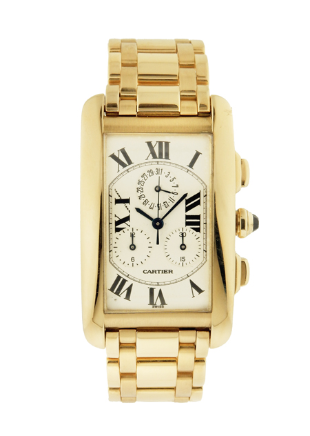 Cartier 18k Yellow Gold Tank Americaine Chronograph (Ref. 1730) Bracelet Watch