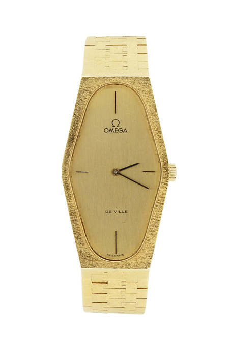 Omega De Ville Ref 8295 18k Yellow Gold hexagonal/Six-Sided Bracelet Watch c. 1960s