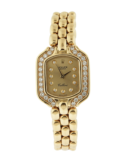 Rolex (Ref. 5185) "Cellini" 18k Yellow Gold & Diamond Ladies' Bracelet Watch