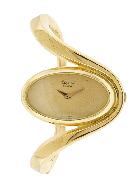 Unusual Stylized Chopard 18k Yellow Gold Lady's Bangle Watch (Ref 50471) c. 1970s