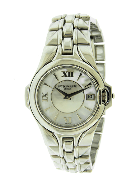 Patek Philippe "Sculpture" Stainless Steel & Mother of Pearl Ltd Ed Lady's Bracelet Watch, Ref. 4891/1A