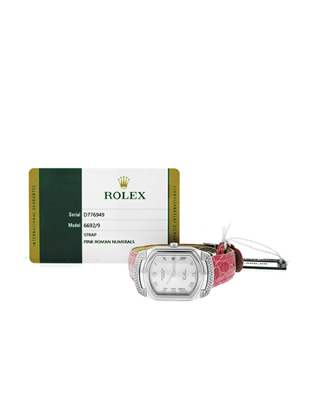 Rolex 18k White Gold Lady's Quartz "Cellini" with Rolex 18k White Gold folding clasp w/original hang tag and 2017 guarantee card