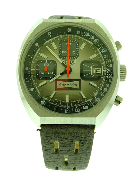 Heuer Stainless Steel Men's Leather Strap Watch c. 1970