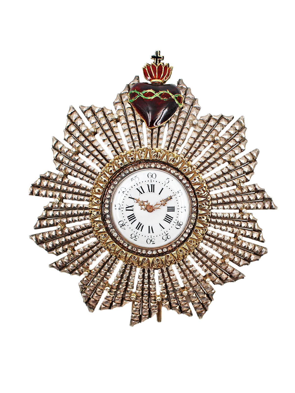 Charles Oudin "Palais-Royal 52" Religious French Pendant Watch 18k Rose Gold and Silver, c. 1900's