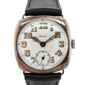 Rolex/Rolco (Ref: 360) Sterling Silver Men's Large Cushion-Shaped Wristwatch c. 1925