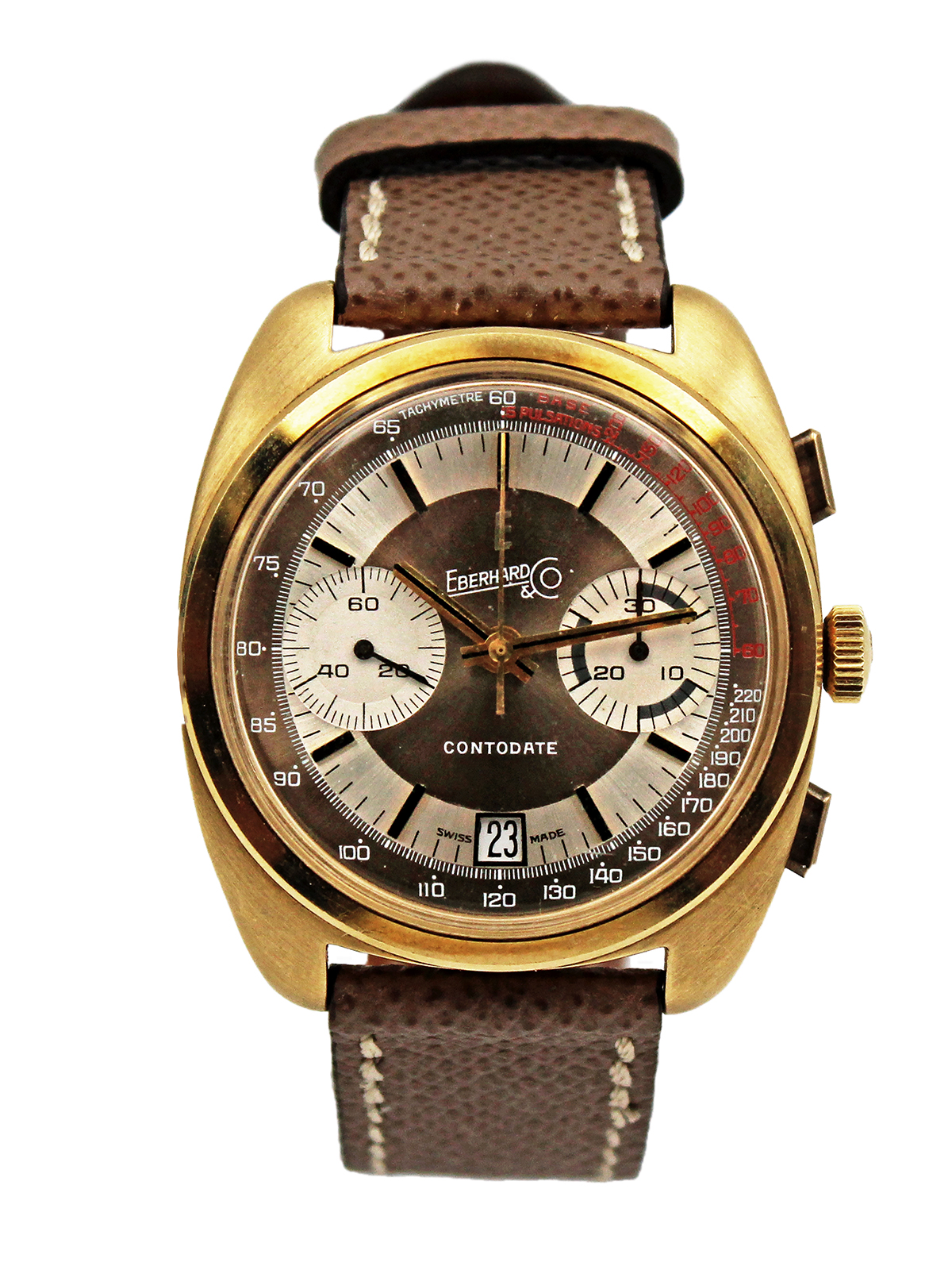 Eberhard & Co 'Contodate' 18k Yellow Gold Chrono-Date Wristwatch c. 1969