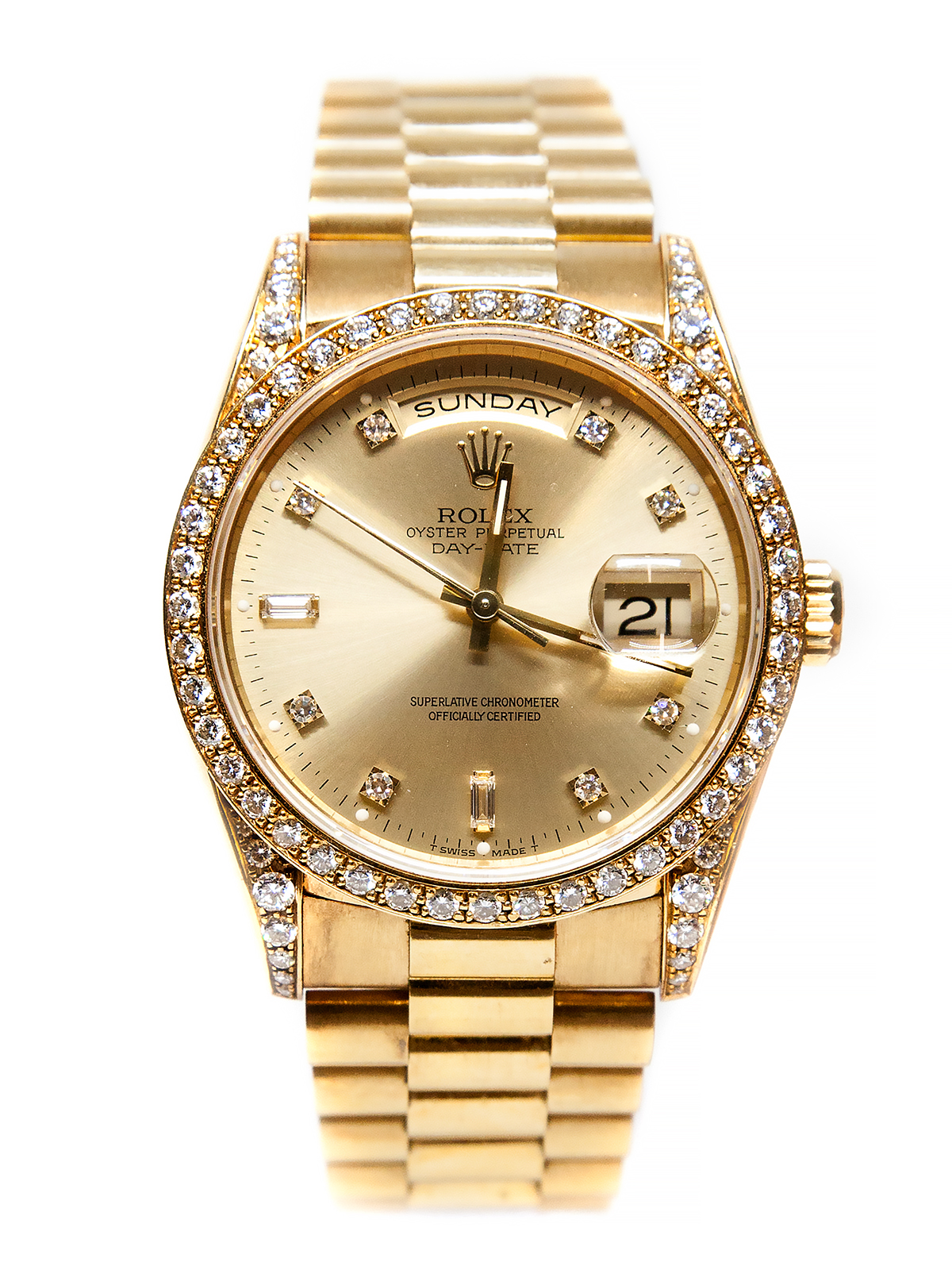 Rolex President (Ref 18388) 18k Yellow Gold & Diamond Automatic Day-Date Bracelet Watch c. 1991