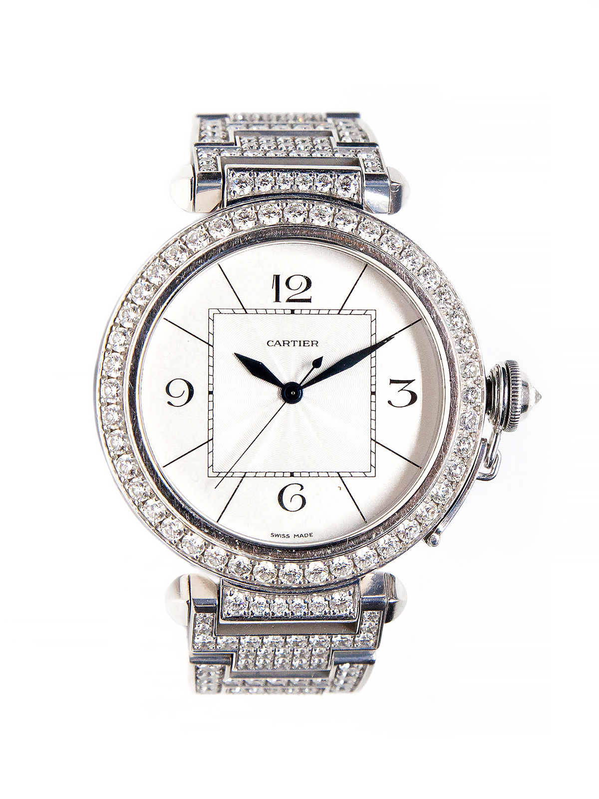 Cartier "Pasha" (Ref 2765) 18k White Gold & Diamond Automatic Bracelet Watch c. 2005