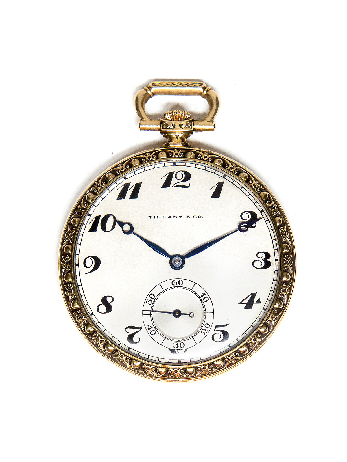 IWC for Tiffany & Co. 18k Yellow Gold 47mm Open Face Pocket Watch c. 1925