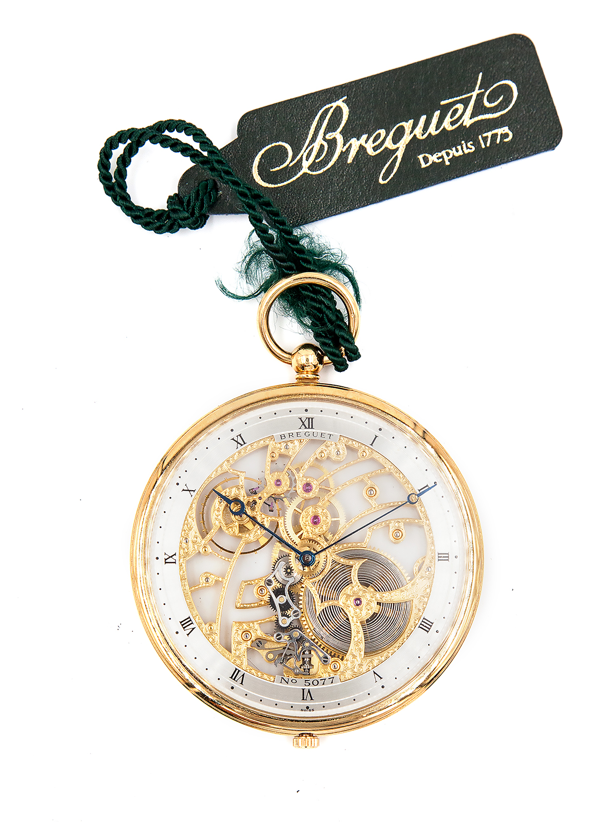 Breguet (Ref 1760BA) 18k Yellow Gold Skeletonized 50mm Pocket Watch Complete