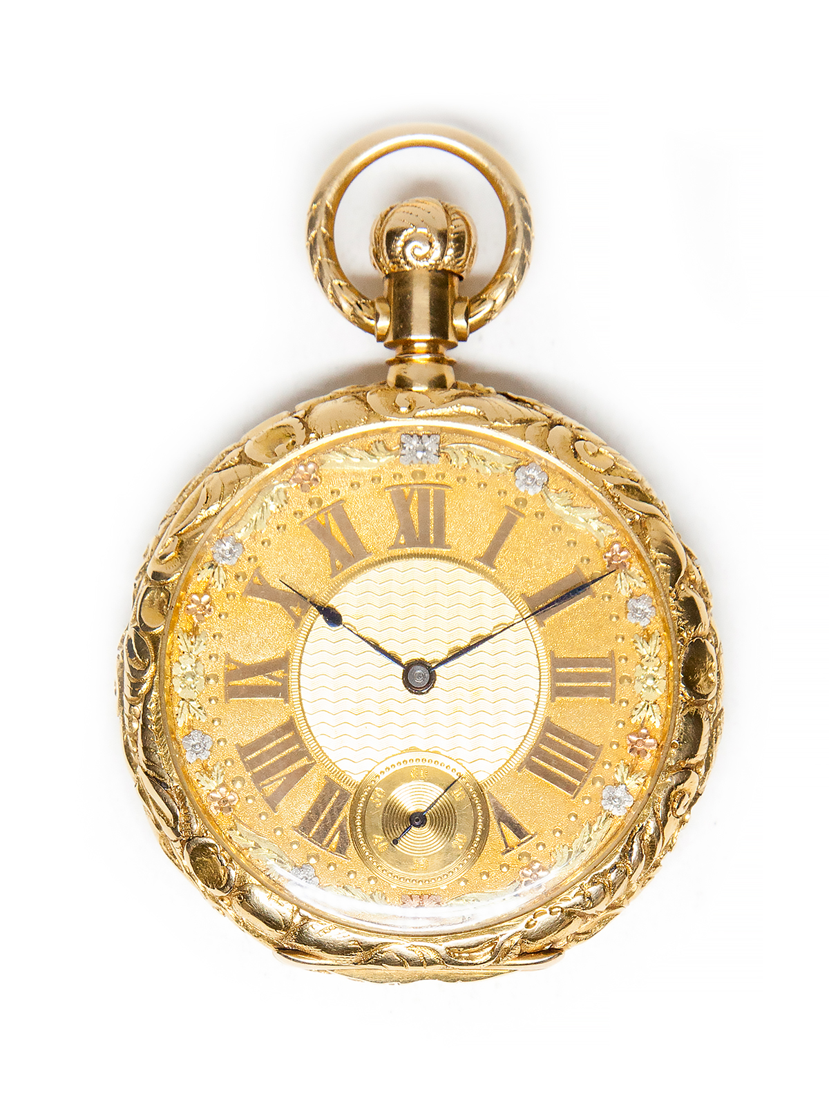 Patek Philippe for Tiffany & Co. 18k Yellow Gold Engraved Open Face Pocket Watch w/ Box & Extract c. 1899