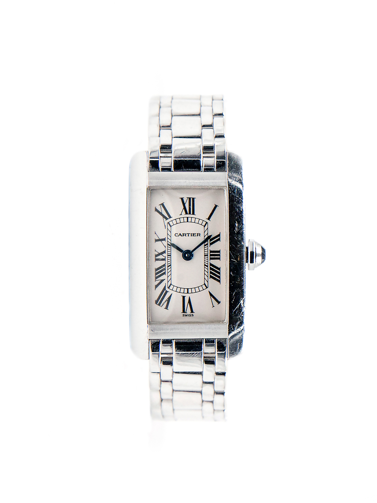 Cartier "Tank Americaine" (Ref 1713) 18k White Gold Quartz Ladies' Bracelet Watch c. 2000s