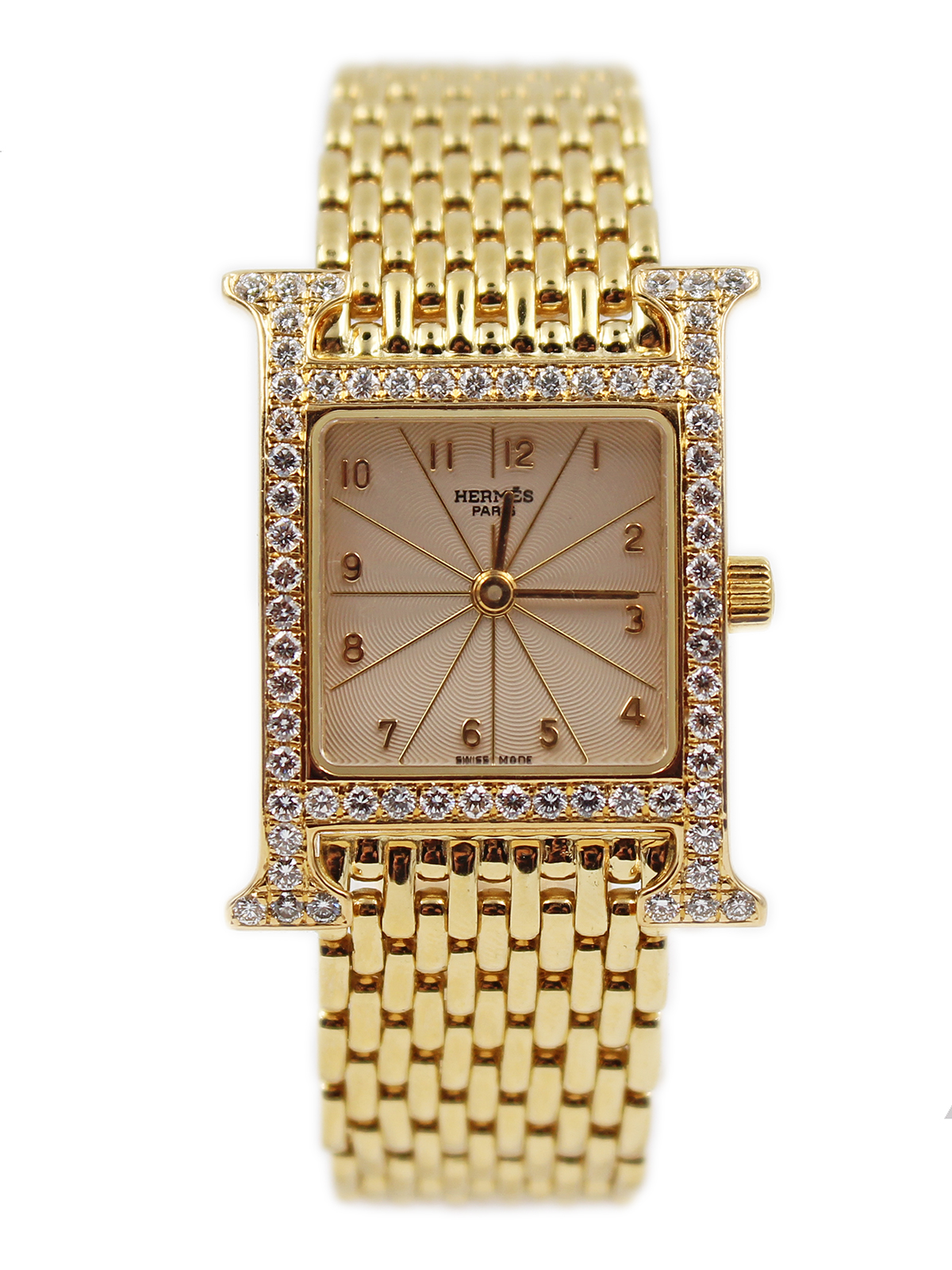 Hermes “H Heure” (Ref HH1.286) 18K Yellow Gold & Diamond Ladies' Bracelet Watch w/ Papers