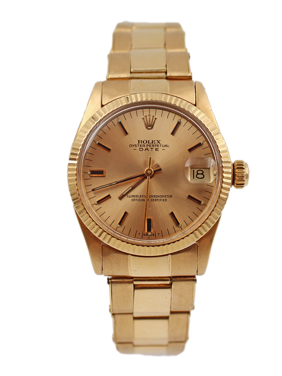 Rolex "Datejust" 18k Pink Gold Bracelet Watch c. 1972, Ref 6827