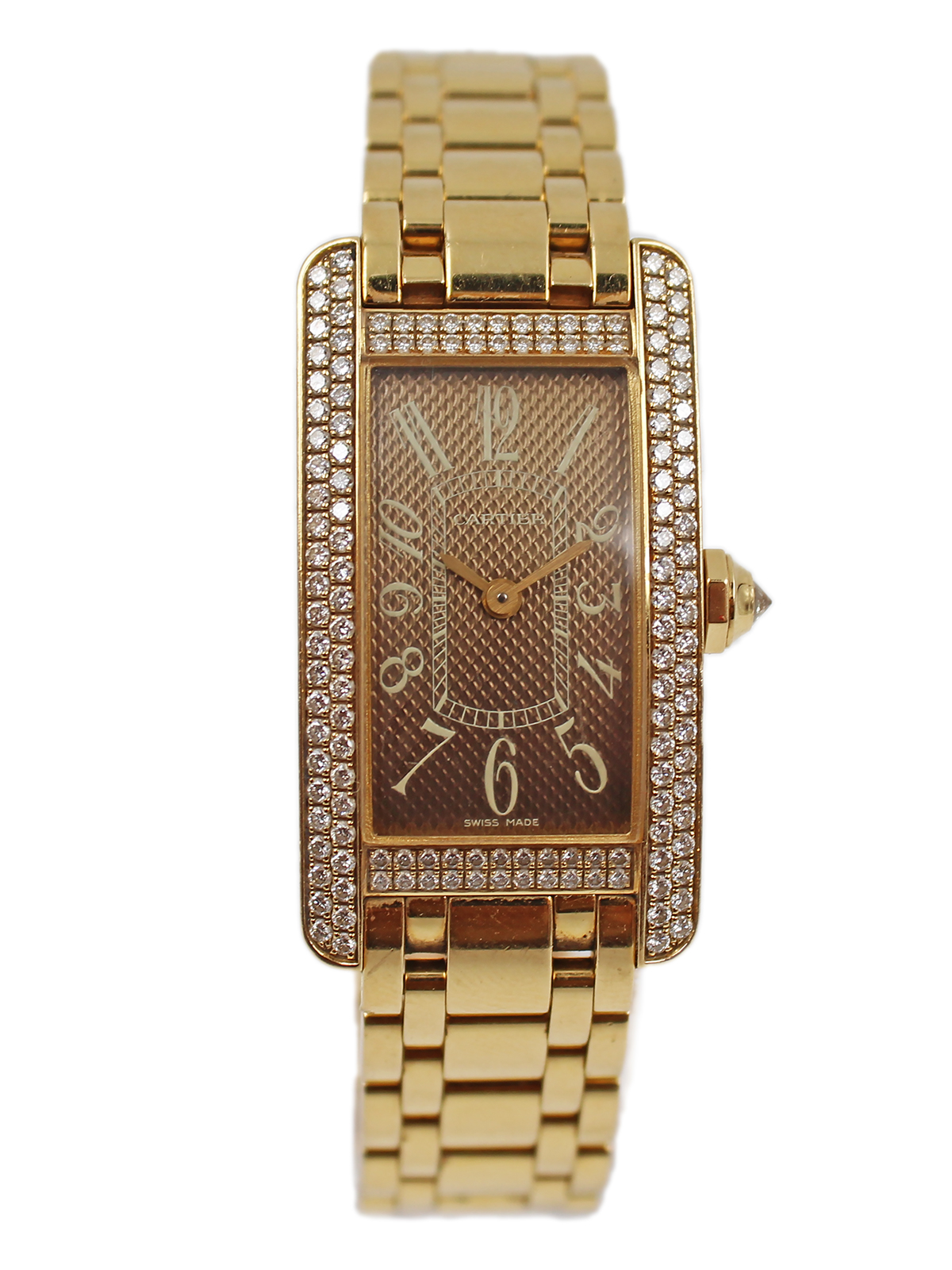 Cartier "Tank Americaine" 18k Yellow Gold & Diamond Ladies' Bracelet Watch, Ref 2482