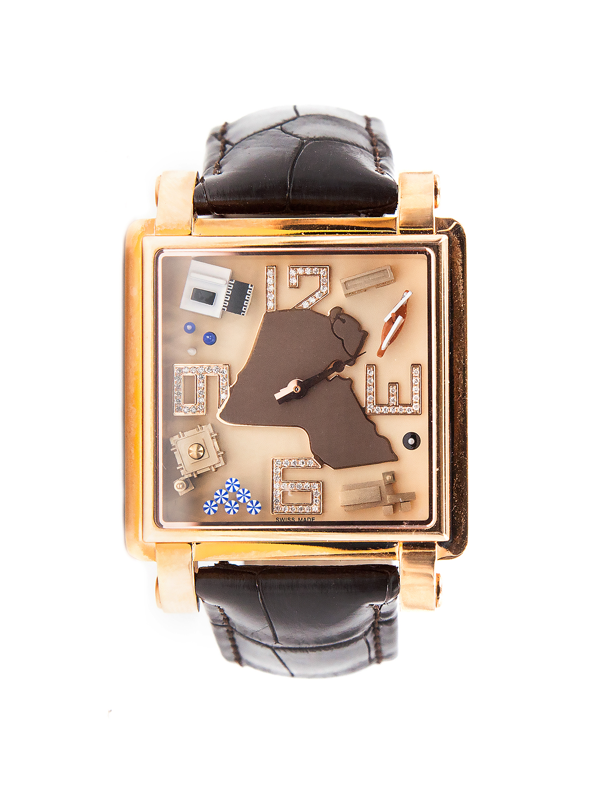 Jacob & Co. "Kuwait" Limited Edition 18k Pink Gold Wristwatch with 3D Models on Dial & Box c. 2000s