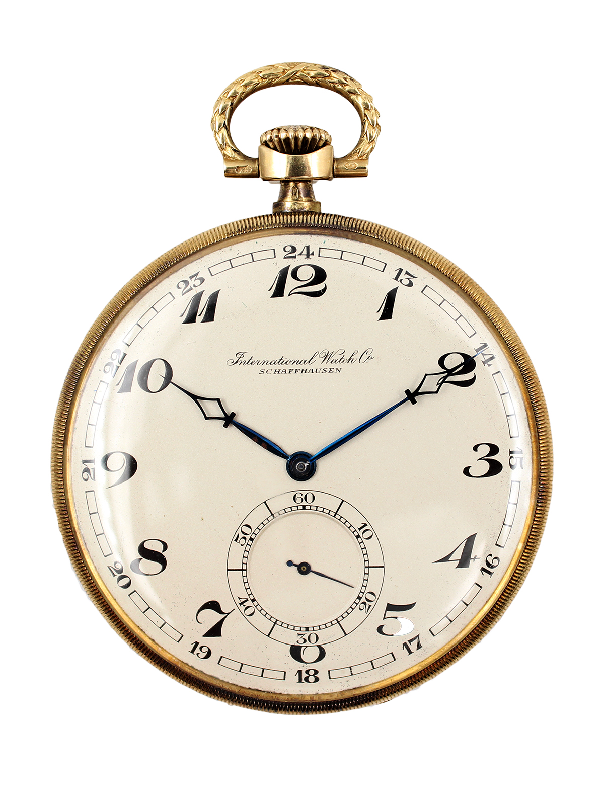 IWC 14k Yellow Gold 50mm Open Face Case Pocket Watch c. 1915