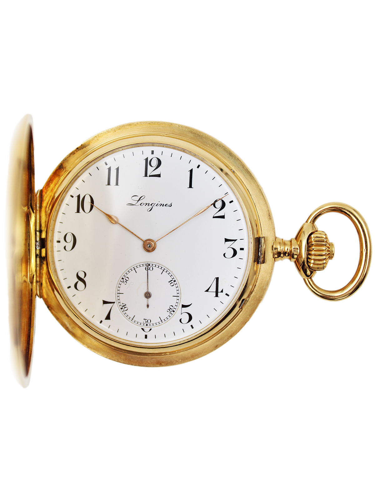 Longines 18k Yellow Gold 54mm Hunter Case Pocket Watch c. 1900s