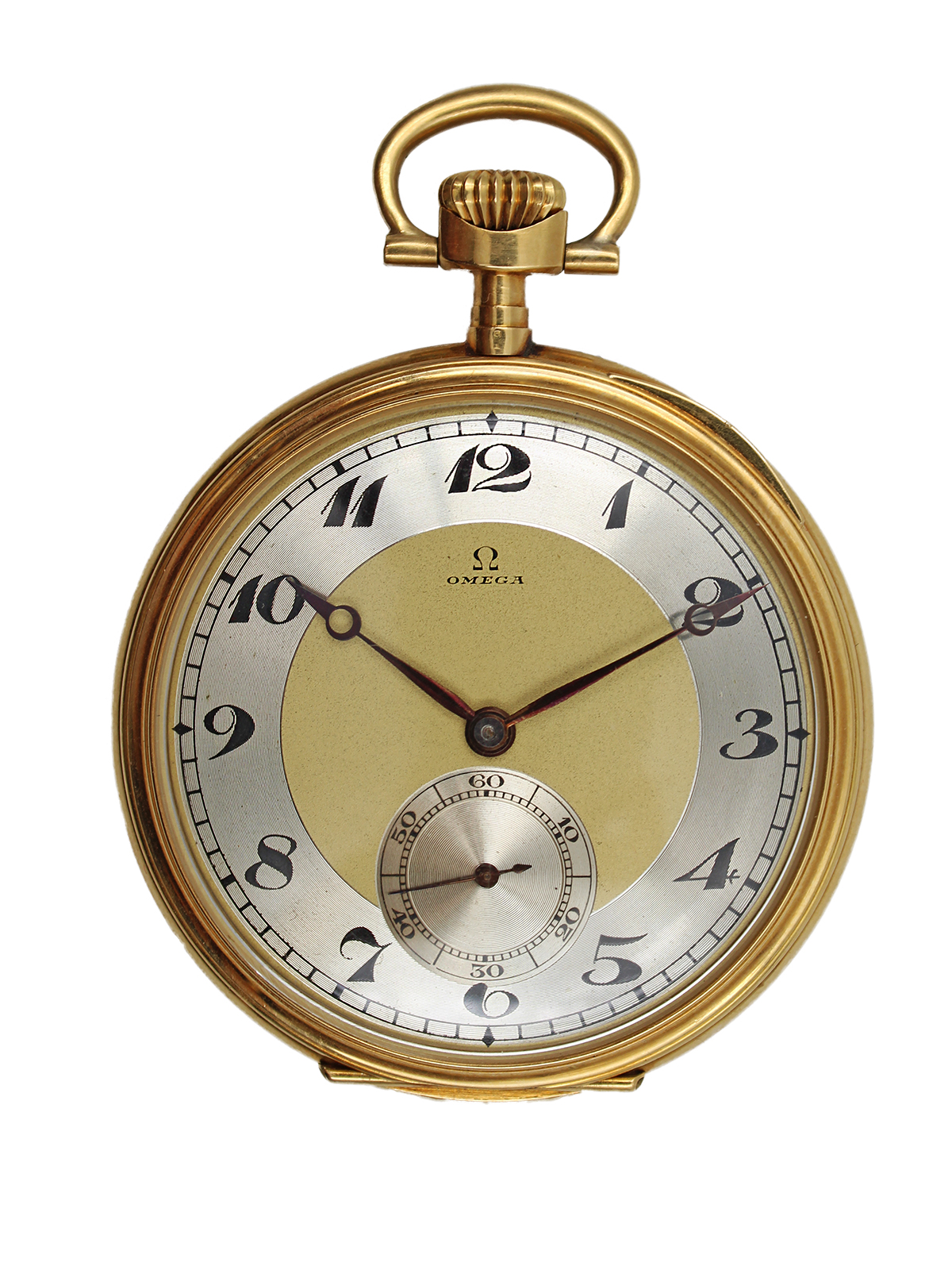 Omega 18k Yellow Gold 50mm Open Face Pocket Watch c. 1920