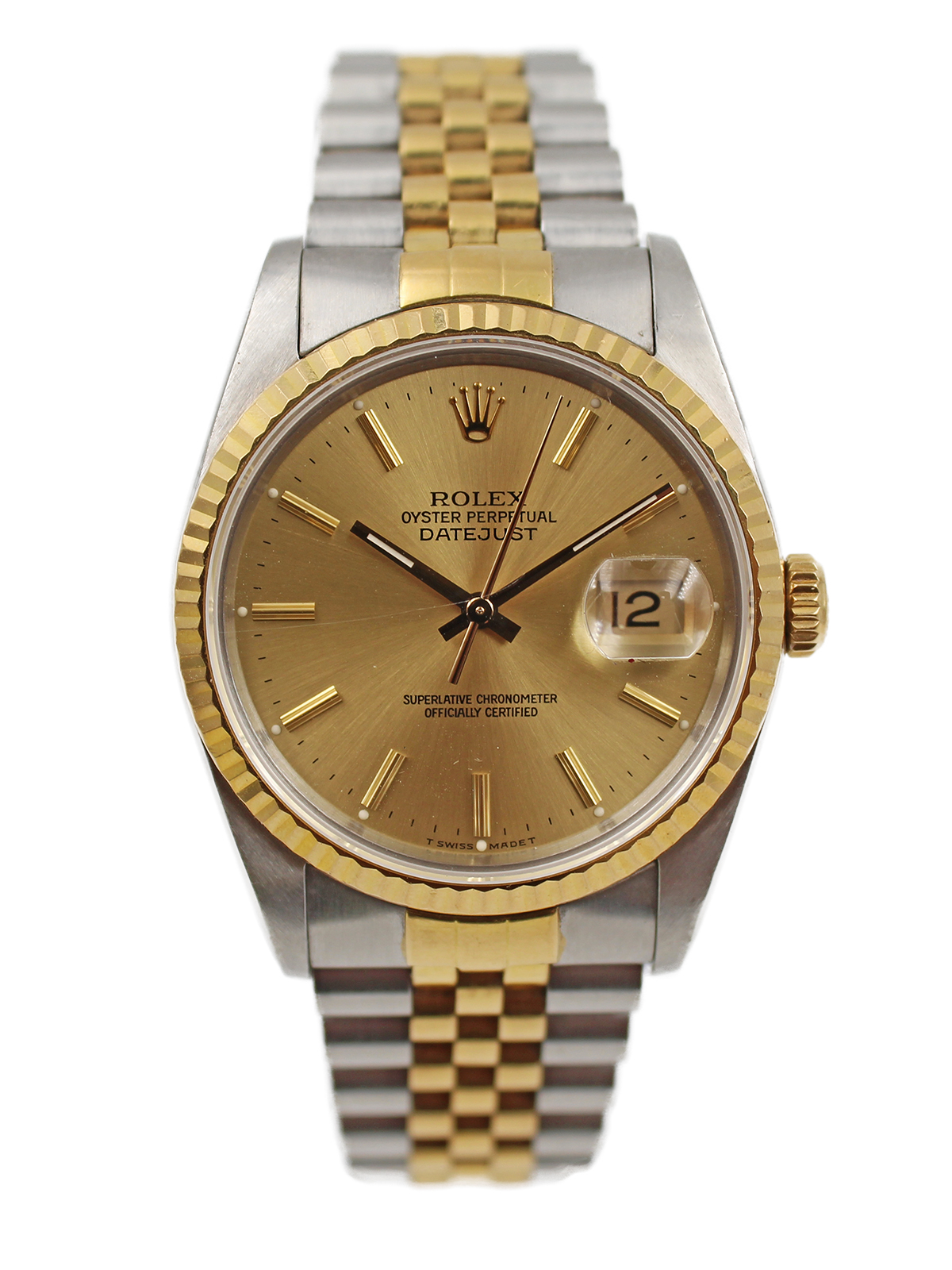 Rolex "Datejust" 2-Tone Stainless Steel & Yellow Gold Bracelet Watch, Complete c. 1989, Ref 16233