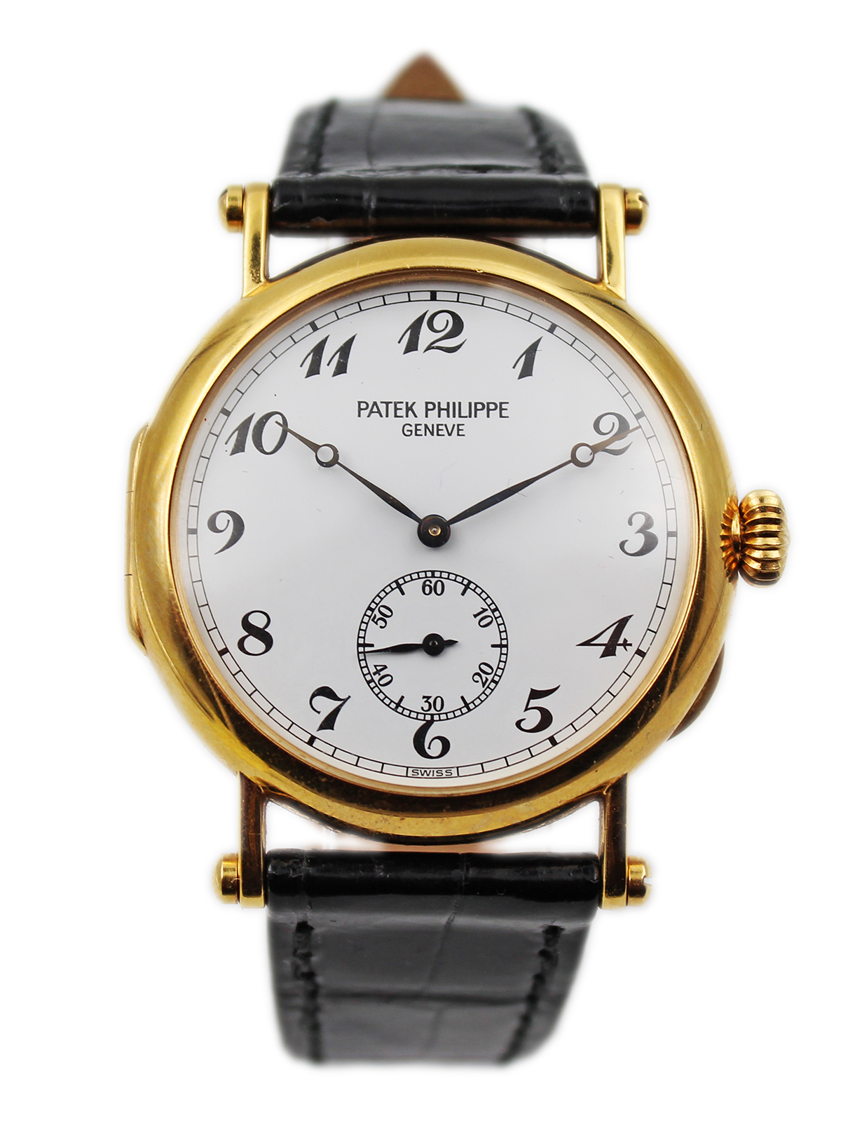 Patek Philippe "Officer 150 Anniversary" 18k Yellow Gold Wristwatch with Extract c. 1989, Ref 3960