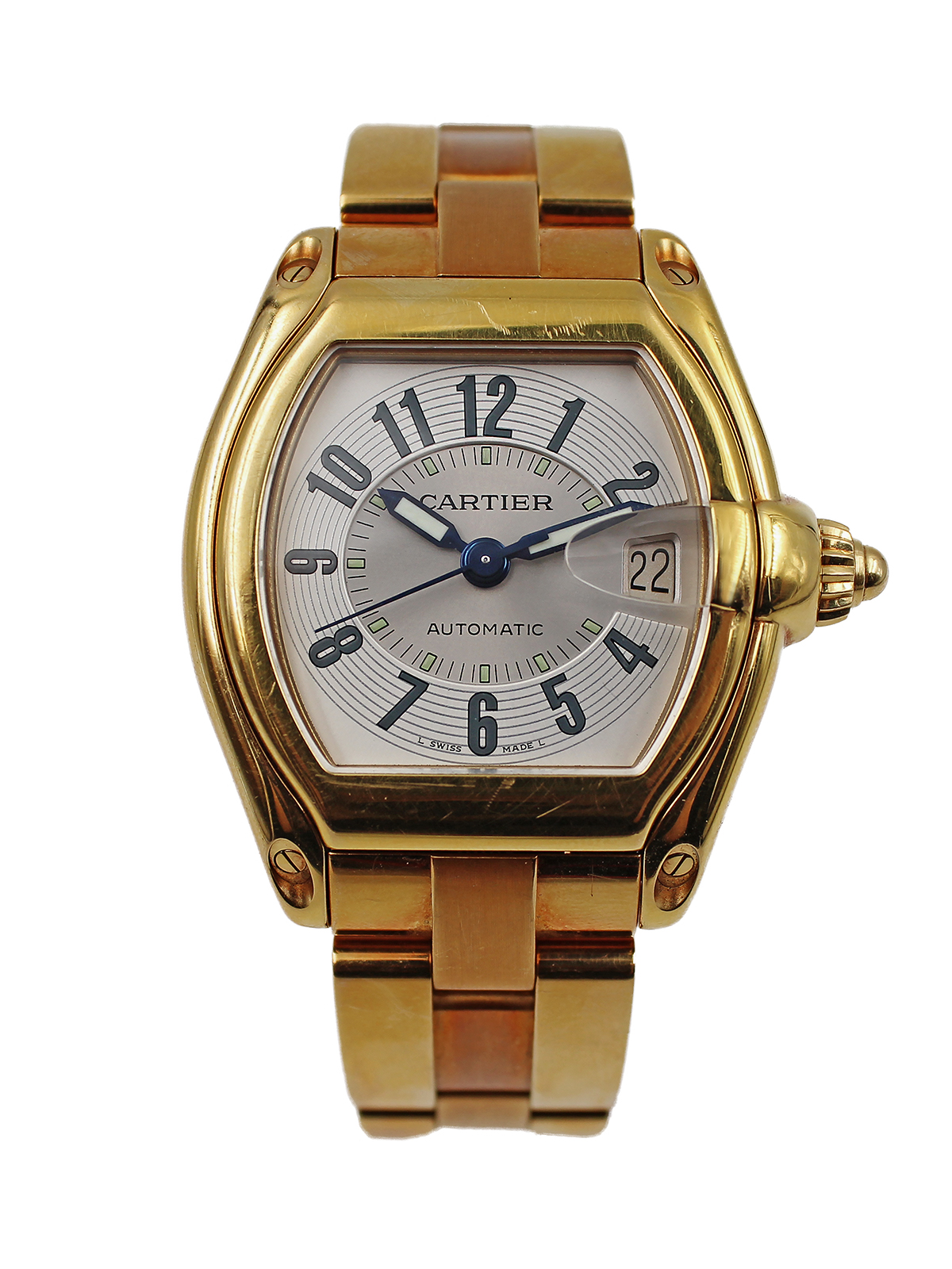 Cartier "Roadster" 18k Yellow Gold Bracelet Watch Complete c. 2002, Ref 2524