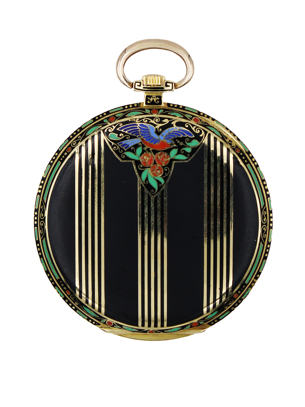 Omega Art-Deco 18k Yellow Gold & Enamel Open Face 49mm Pocket Watch c. 1930s